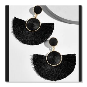 NEW! BaubleBar Marinella Fringe Drop Earrings in Black